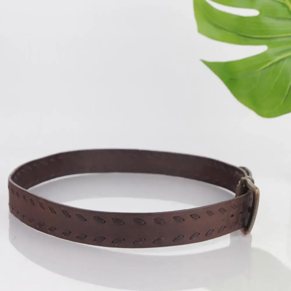 Levis Mens Belt Size 40 Brown Leather Whipstitched Adjustable Casual